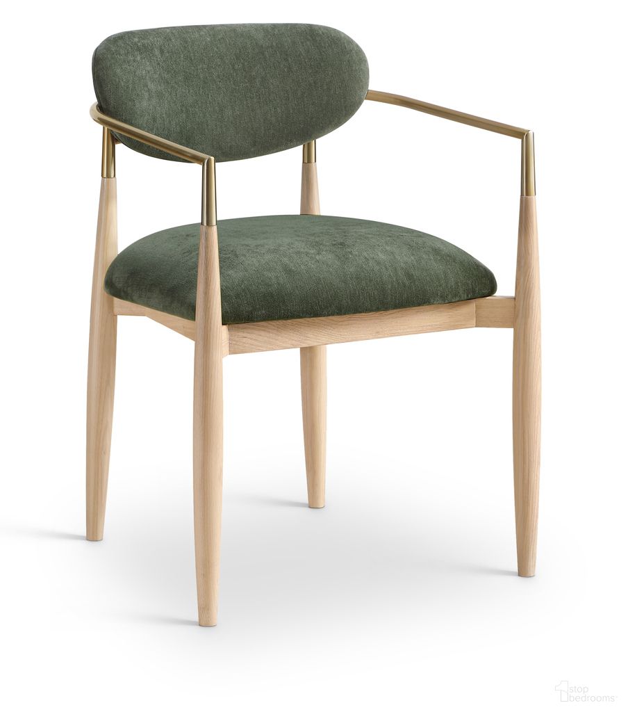 The appearance of Riccio Performance Fabric Upholstered Dining Arm Chair Set of 2 In Olive and Stained Natural designed by Meridian in the modern / contemporary interior design. This olive/stained natural piece of furniture was selected by 1StopBedrooms from Riccio Collection to add a touch of cosiness and style into your home. Sku: 11021Olive-AC. Material: Polyester. Chair Type: Arm Chair.