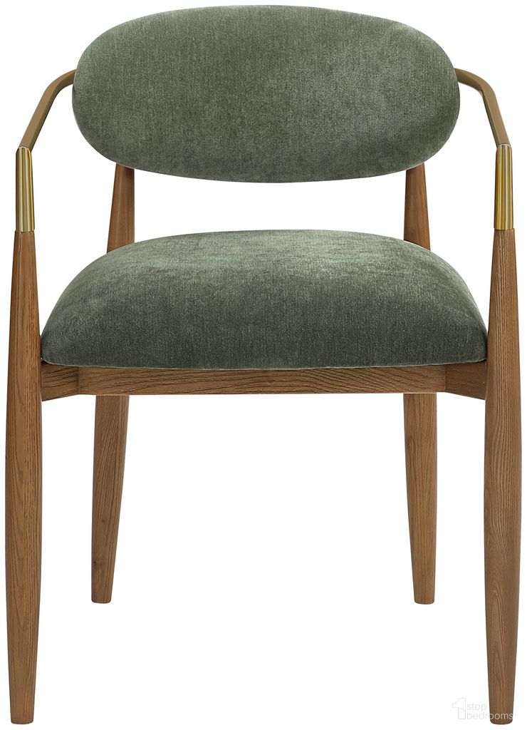 The appearance of Riccio Performance Fabric Upholstered Dining Arm Chair Set of 2 In Olive and Stained Walnut designed by Meridian in the modern / contemporary interior design. This olive/stained walnut piece of furniture was selected by 1StopBedrooms from Riccio Collection to add a touch of cosiness and style into your home. Sku: 11023Olive-AC. Material: Polyester. Chair Type: Arm Chair.