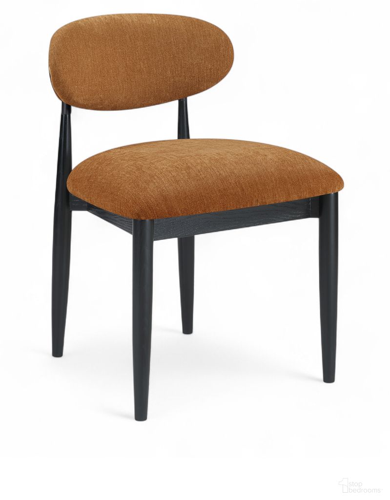 The appearance of Riccio Performance Fabric Upholstered Dining Side Chair Set of 2 In Cognac and Black designed by Meridian in the modern / contemporary interior design. This cognac and black piece of furniture was selected by 1StopBedrooms from Riccio Collection to add a touch of cosiness and style into your home. Sku: 11025Cognac-SC. Material: Polyester. Chair Type: Side Chair.