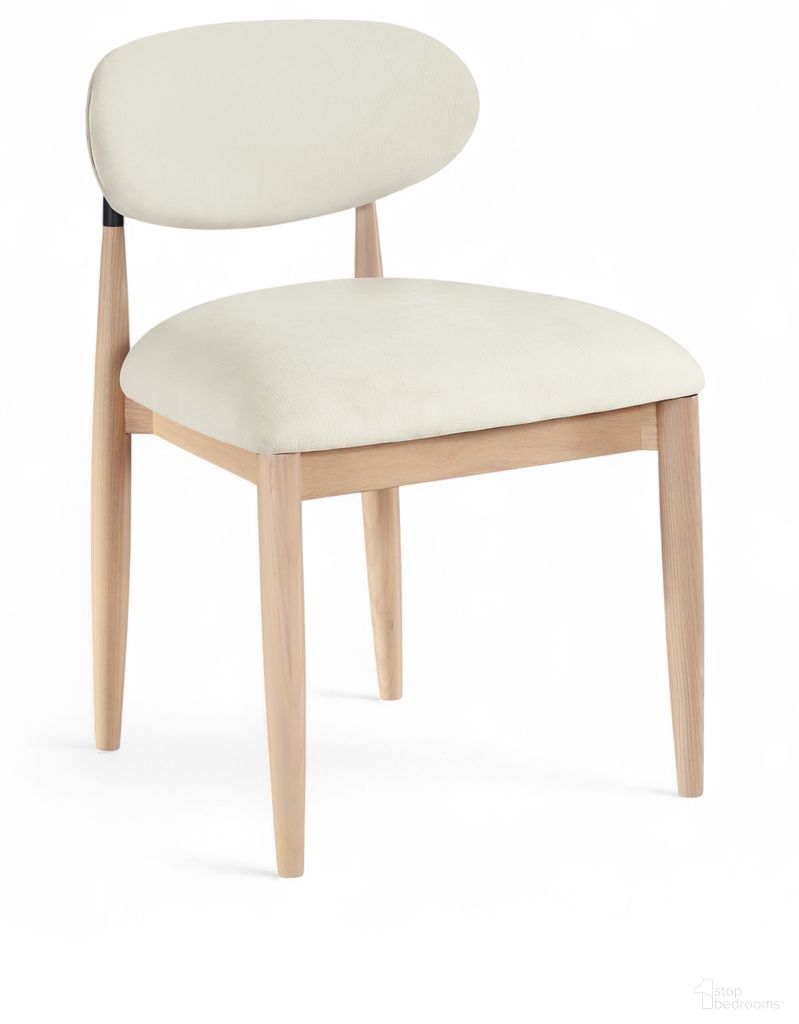 The appearance of Riccio Performance Fabric Upholstered Dining Side Chair Set of 2 In Cream and Stained Natural designed by Meridian in the modern / contemporary interior design. This cream/stained natural piece of furniture was selected by 1StopBedrooms from Riccio Collection to add a touch of cosiness and style into your home. Sku: 11024Cream-SC. Material: Polyester. Chair Type: Side Chair.