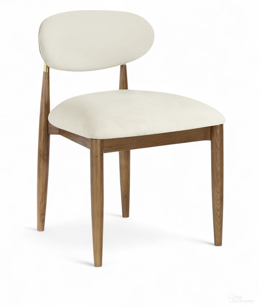 The appearance of Riccio Performance Fabric Upholstered Dining Side Chair Set of 2 In Cream and Stained Walnut designed by Meridian in the modern / contemporary interior design. This cream/stained walnut piece of furniture was selected by 1StopBedrooms from Riccio Collection to add a touch of cosiness and style into your home. Sku: 11023Cream-SC. Material: Polyester. Chair Type: Side Chair.
