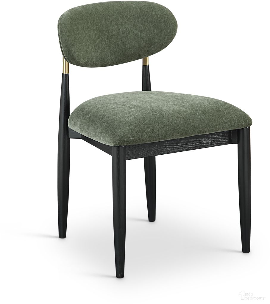 The appearance of Riccio Performance Fabric Upholstered Dining Side Chair Set of 2 In Olive and Stained Black designed by Meridian in the modern / contemporary interior design. This olive/stained black piece of furniture was selected by 1StopBedrooms from Riccio Collection to add a touch of cosiness and style into your home. Sku: 11022Olive-SC. Material: Polyester. Chair Type: Side Chair.