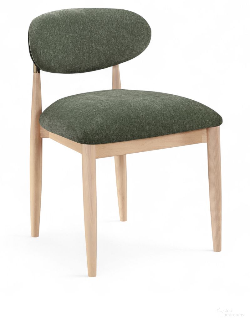 The appearance of Riccio Performance Fabric Upholstered Dining Side Chair Set of 2 In Olive and Stained Natural designed by Meridian in the modern / contemporary interior design. This olive/stained natural piece of furniture was selected by 1StopBedrooms from Riccio Collection to add a touch of cosiness and style into your home. Sku: 11021Olive-SC. Material: Polyester. Chair Type: Side Chair.