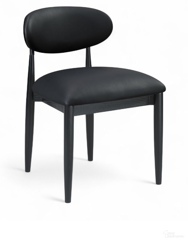 The appearance of Riccio Vegan Leather Upholstered Dining Side Chair Set of 2 In Black designed by Meridian in the modern / contemporary interior design. This black piece of furniture was selected by 1StopBedrooms from Riccio Collection to add a touch of cosiness and style into your home. Sku: 11020Black-SC. Material: Vegan Leather. Chair Type: Side Chair.