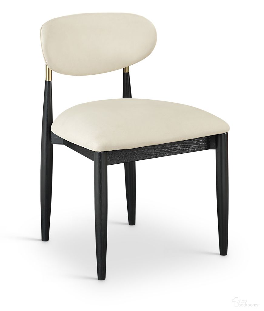 Riccio Vegan Leather Upholstered Dining Side Chair Set of 2 In Cream and Stained Black