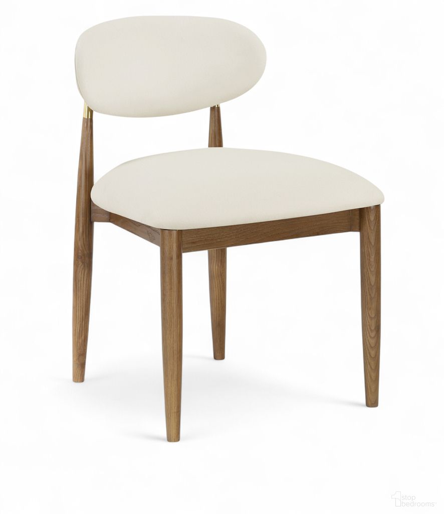 The appearance of Riccio Vegan Leather Upholstered Dining Side Chair Set of 2 In Cream and Stained Black designed by Meridian in the modern / contemporary interior design. This cream/stained black piece of furniture was selected by 1StopBedrooms from Riccio Collection to add a touch of cosiness and style into your home. Sku: 11018Cream-SC. Material: Vegan Leather. Chair Type: Side Chair.