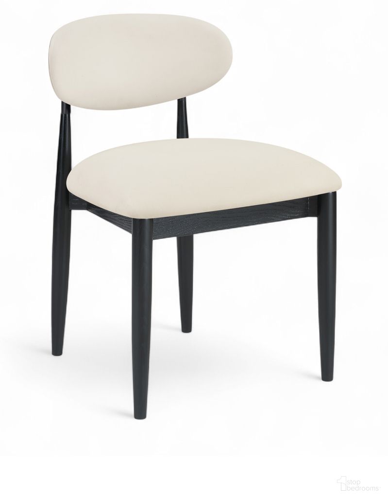 Riccio Vegan Leather Upholstered Dining Side Chair Set of 2 In Cream and Stained Black