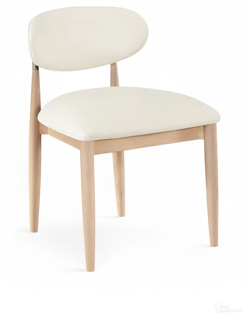 The appearance of Riccio Vegan Leather Upholstered Dining Side Chair Set of 2 In Cream and Stained Natural designed by Meridian in the modern / contemporary interior design. This cream/stained natural piece of furniture was selected by 1StopBedrooms from Riccio Collection to add a touch of cosiness and style into your home. Sku: 11010Cream-SC. Material: Vegan Leather. Chair Type: Side Chair.