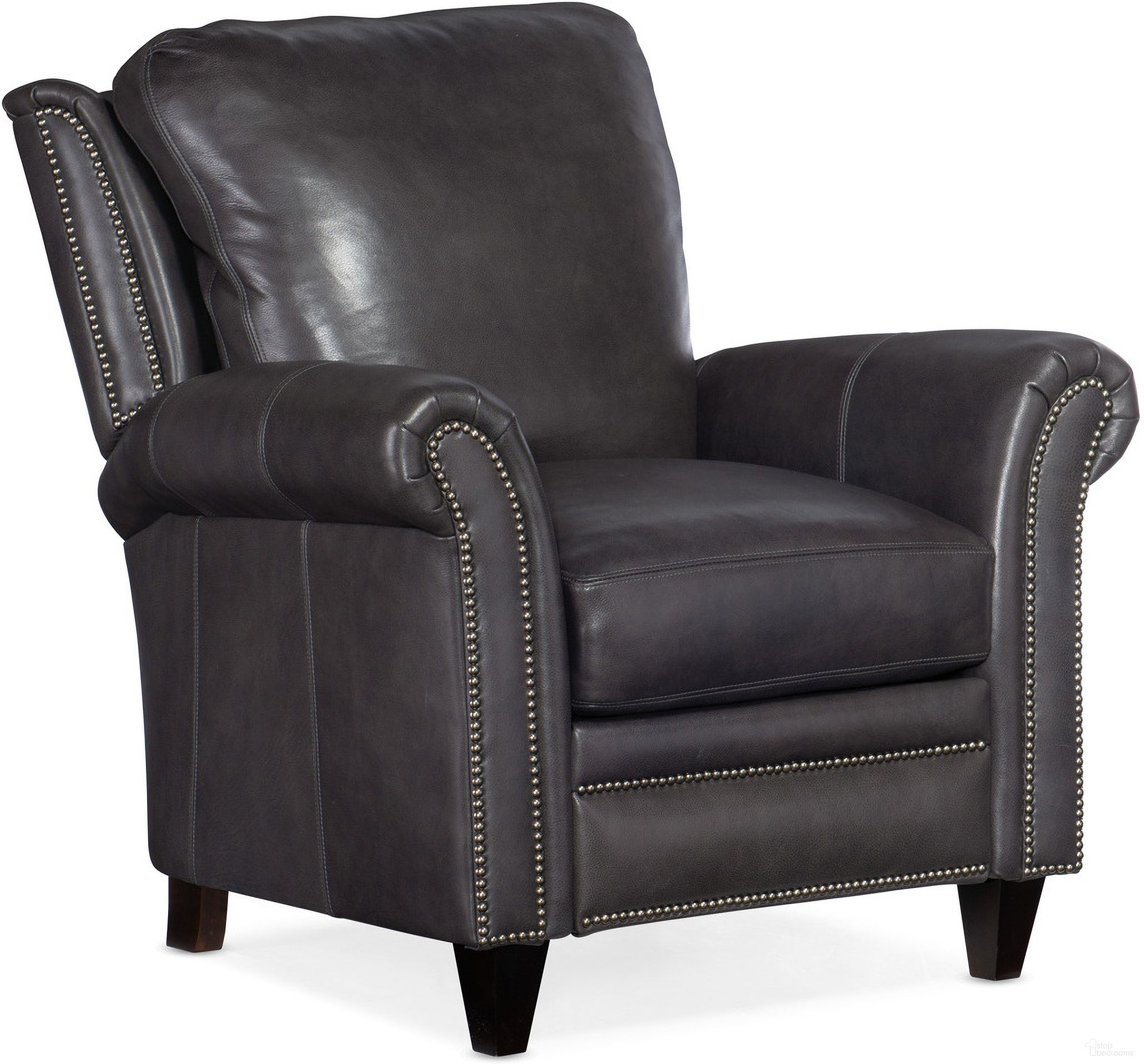 The appearance of Richardson High Leg Reclining Lounger In Charcoal designed by Bradington Young in the traditional interior design. This charcoal piece of furniture  was selected by 1StopBedrooms from BYX Collection to add a touch of cosiness and style into your home. Sku: BYX-4866980015-97PLGMTap. Material: Leather.