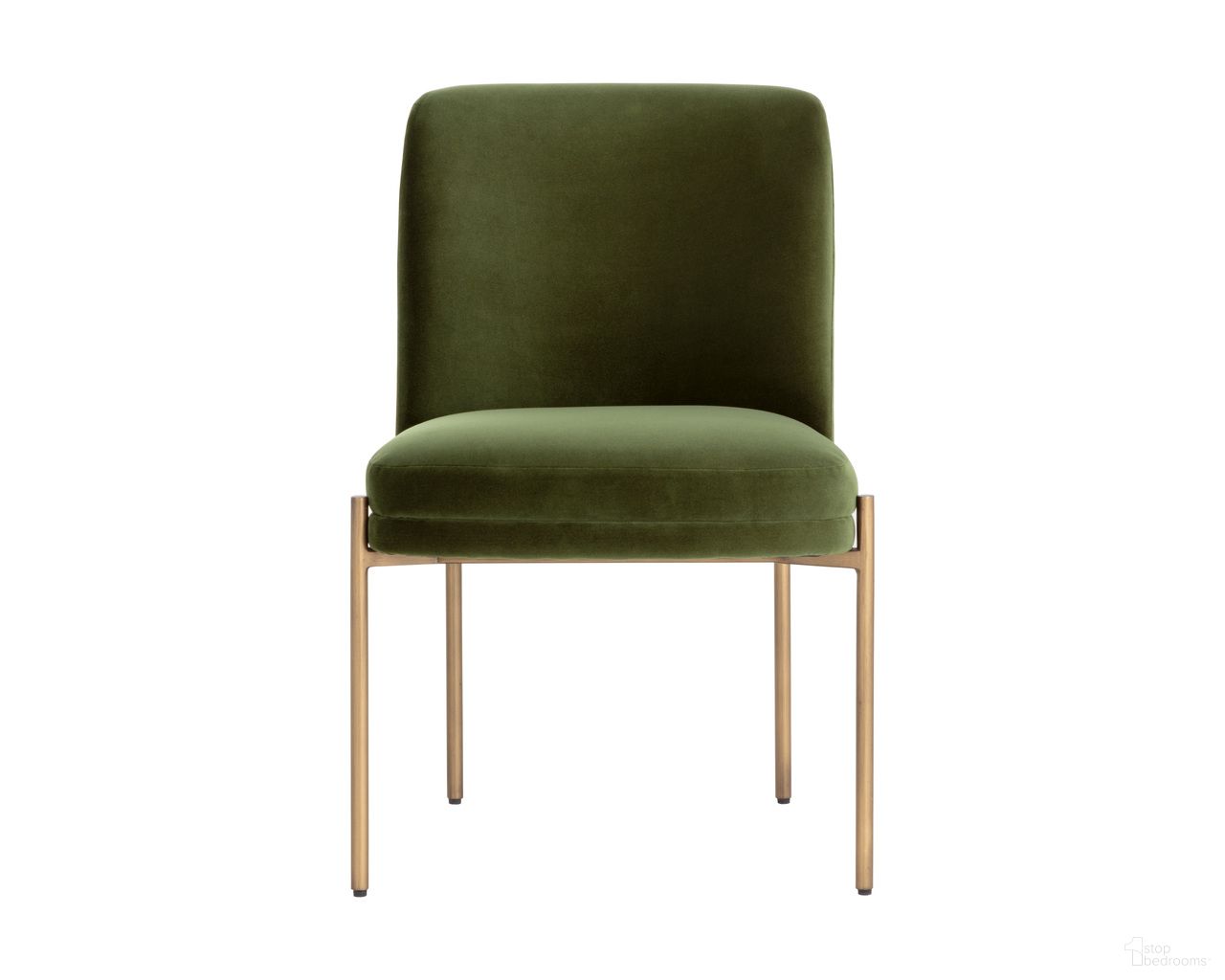 Richie Dining Chair In Forest Green and Antique Brass