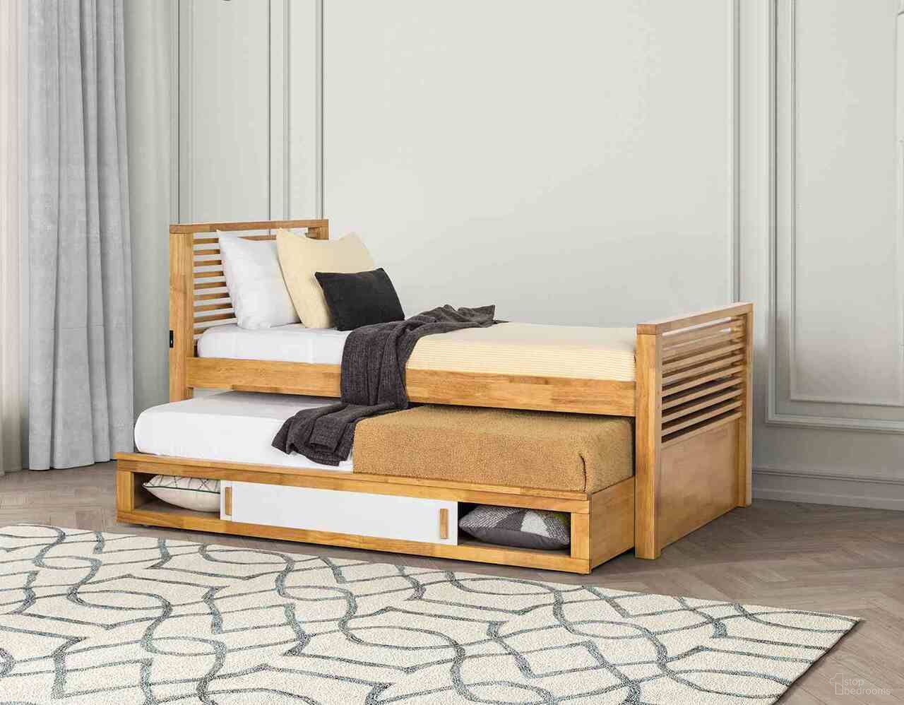 The appearance of Richland Full Captain Bed with Trundle In Light Oak designed by Furniture of America in the transitional interior design. This light oak piece of furniture was selected by 1StopBedrooms from Richland Collection to add a touch of cosiness and style into your home. Sku: FM7103AK-F-1;FM7103AK-F-2;FM7103AK-F-3. Bed Size: Full. Material: Solid Hardwood.