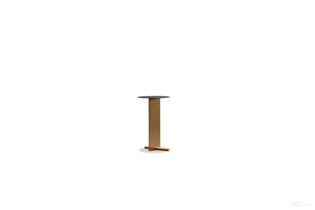 The appearance of Rider End Table Brass Base In Matte Black designed by Mobital in the modern / contemporary interior design. This matte black piece of furniture  was selected by 1StopBedrooms from Rider Collection to add a touch of cosiness and style into your home. Sku: WEN-RIDE-MBLA-BRAS. Material: Steel.