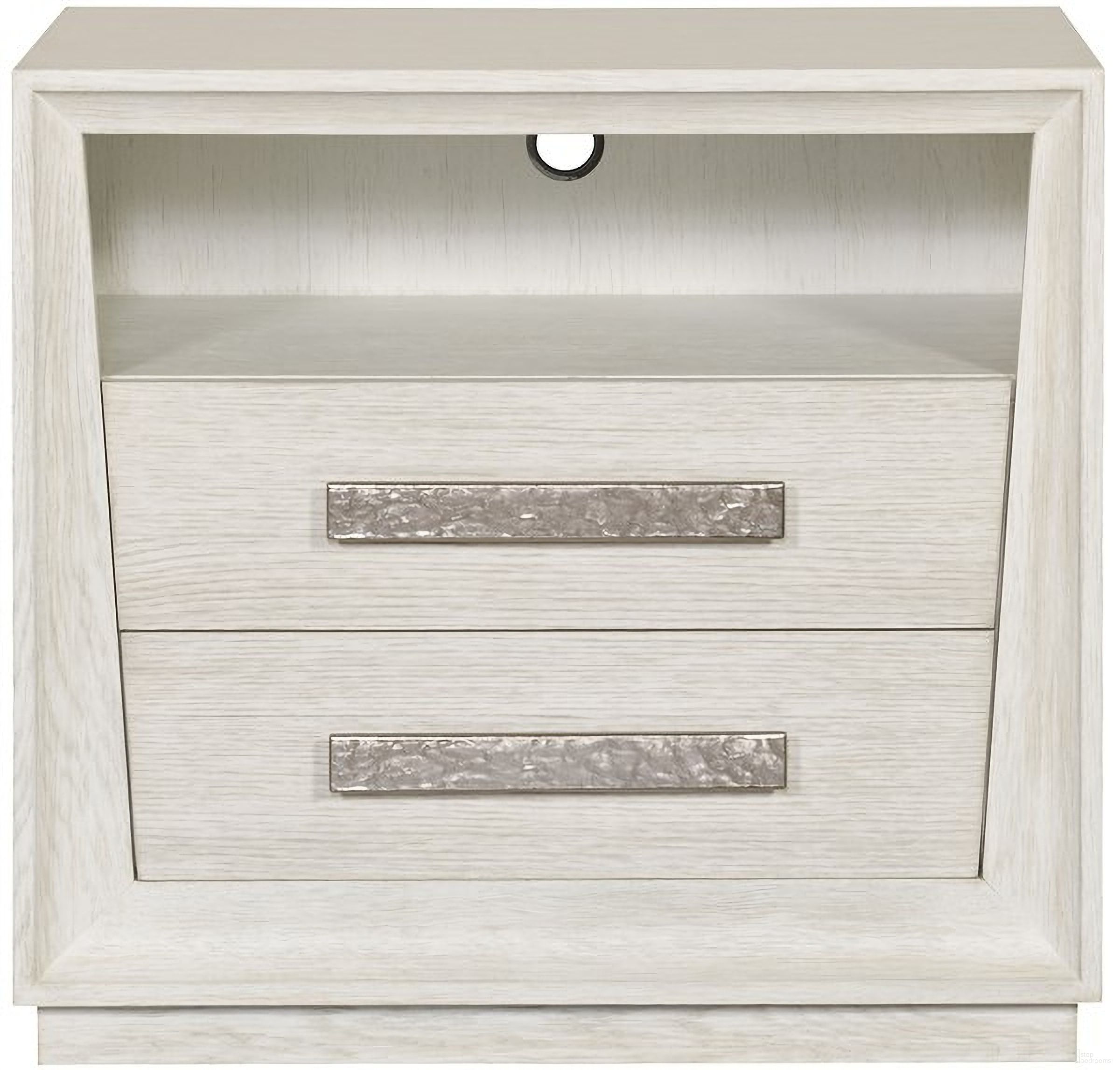 The appearance of Ridge Medium Nightstand In Cream designed by Vanguard Furniture in the transitional interior design. This cream piece of furniture  was selected by 1StopBedrooms from Ridge Collection to add a touch of cosiness and style into your home. Sku: P290N1-DA. Material: Upholstery.