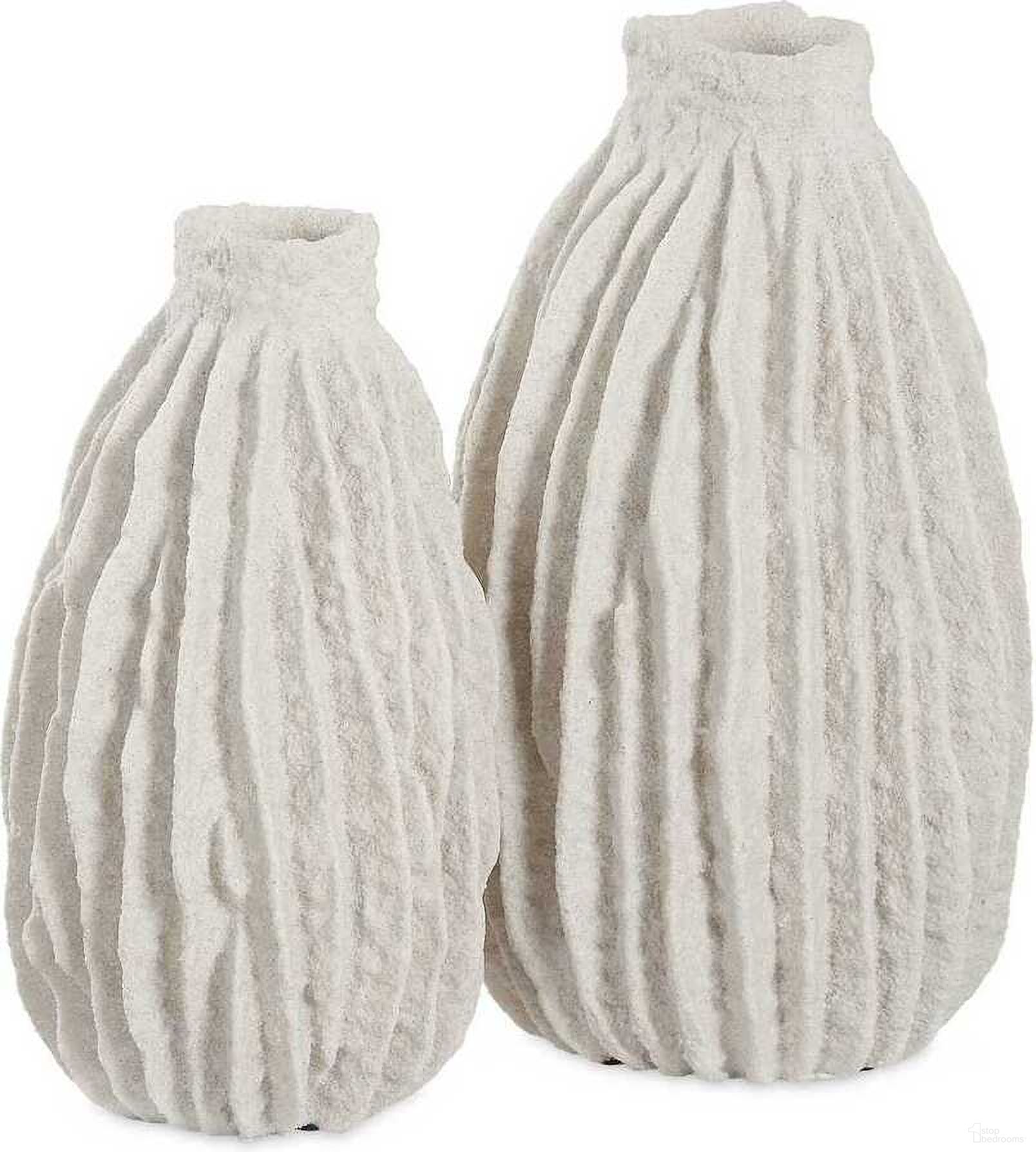 Ridge Vases Set of 2 In Ivory
