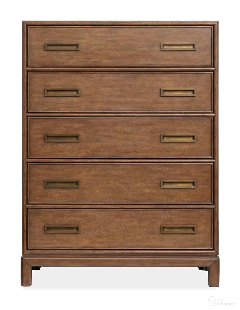 The appearance of Ridgefield Drawer Chest In Russet designed by Magnussen in the transitional interior design. This russet piece of furniture was selected by 1StopBedrooms from Ridgefield Collection to add a touch of cosiness and style into your home. Sku: B6436-10. Material: Veneer.
