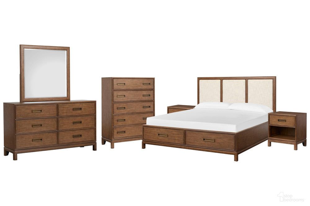 Ridgefield Upholstered Panel Storage Bedroom Set In Russet