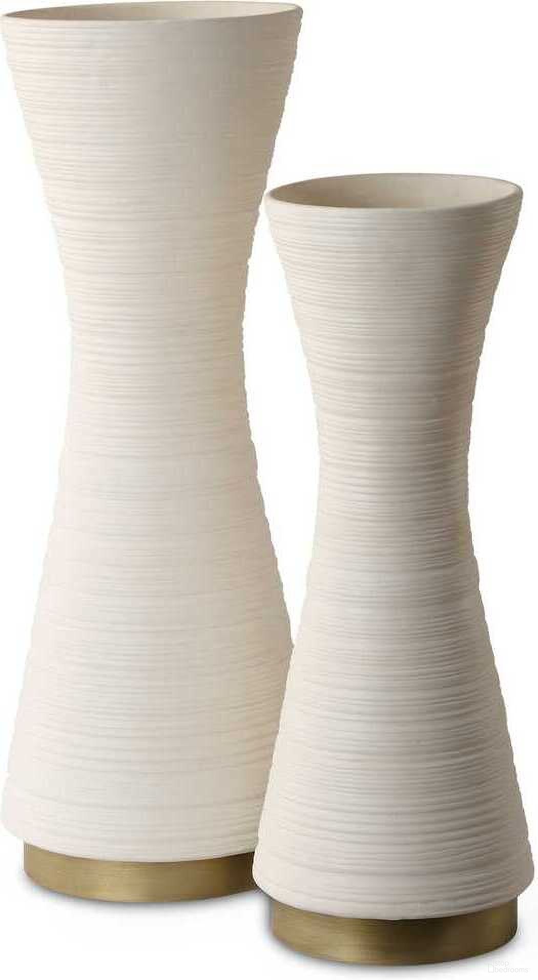 Ridgeline White Vases Set of 2 In White