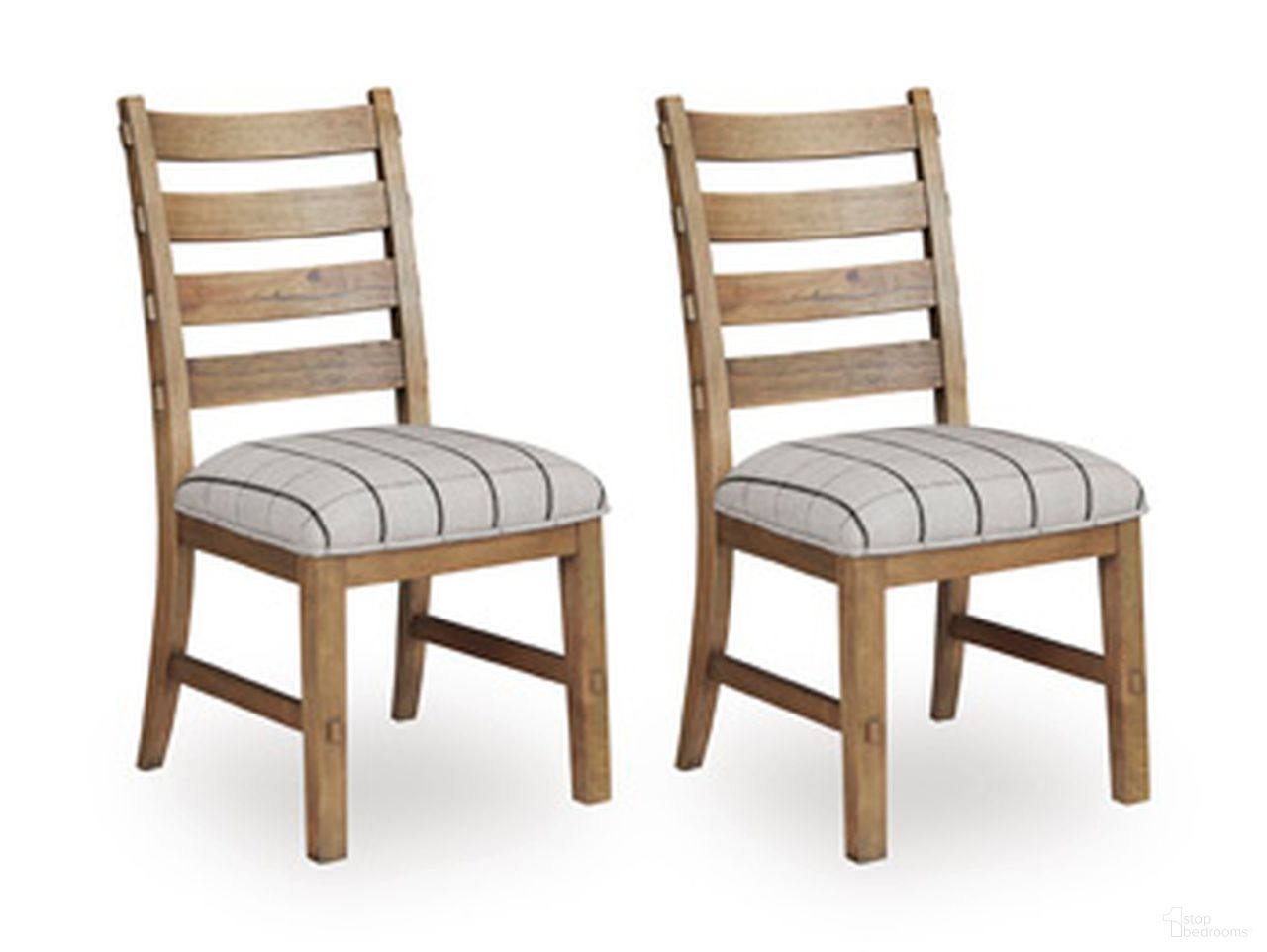 The appearance of Ridgester Dining Chair Set of 2 In Light Brown designed by Signature Design by Ashley in the transitional interior design. This light brown piece of furniture  was selected by 1StopBedrooms from Ridgester Collection to add a touch of cosiness and style into your home. Sku: D858-01. Material: Wood. Chair Type: Side Chair.