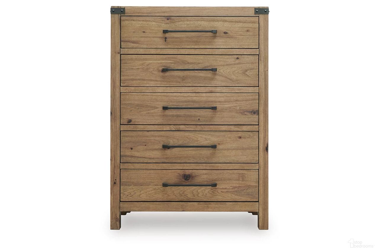 Ridgester Five Drawer Chest In Light Brown