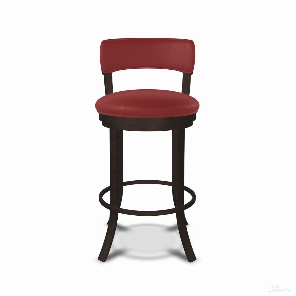 The appearance of Riga 26 Inch Counter Height Swivel Stool In Mocha and Brick Red designed by Wesley Allen in the modern / contemporary interior design. This mocha/brick red piece of furniture was selected by 1StopBedrooms from Riga Collection to add a touch of cosiness and style into your home. Sku: B516H26-S-CAP-DLS. Material: Metal.