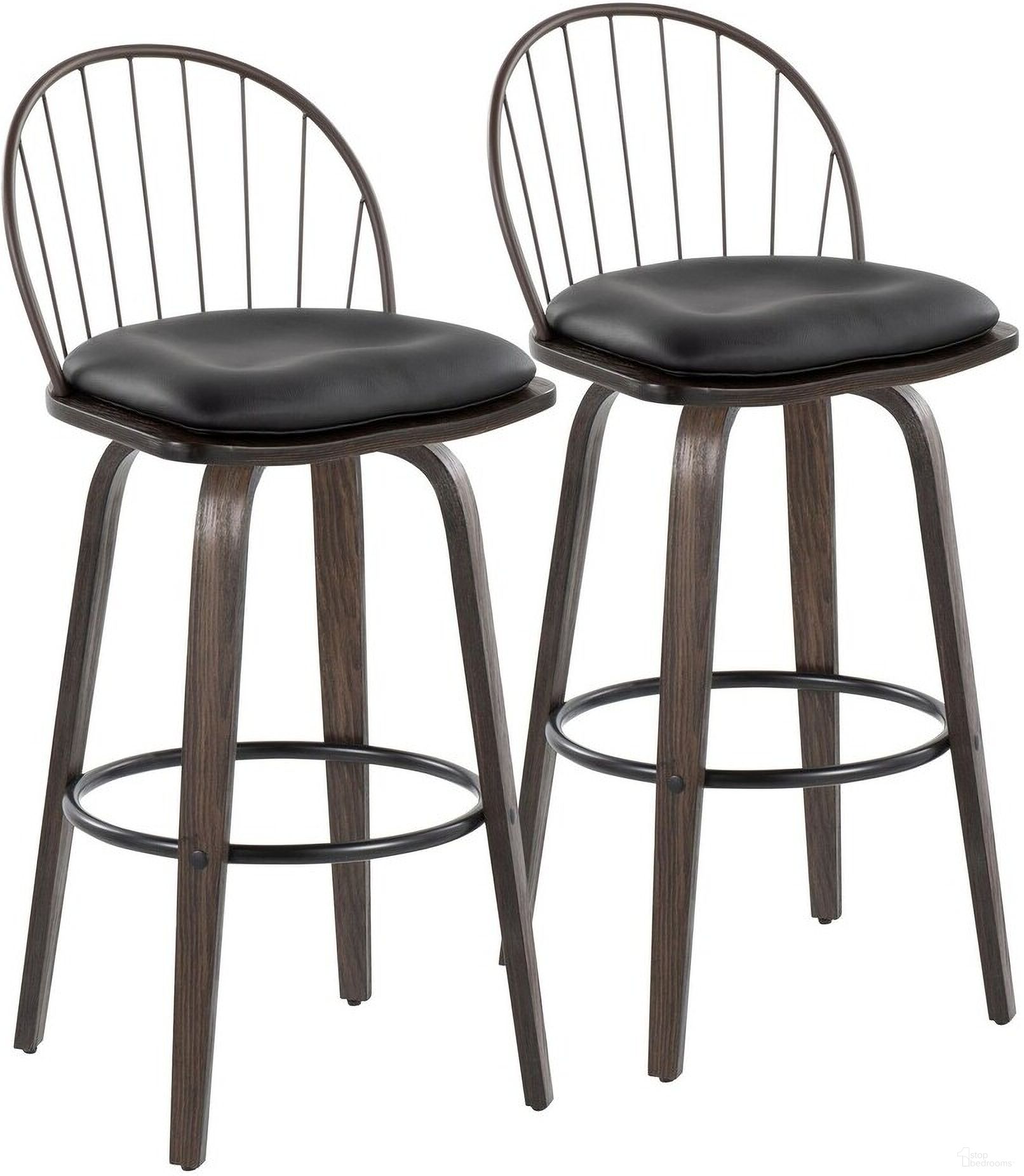 The appearance of Riley 30 Inch Fixed Height Barstool Set of 2 In Walnut designed by Lumisource in the country / farmhouse interior design. This walnut piece of furniture  was selected by 1StopBedrooms from Riley Collection to add a touch of cosiness and style into your home. Sku: B30-RILEYPU-GRTZQ2 BNBZBN2. Material: Wood.
