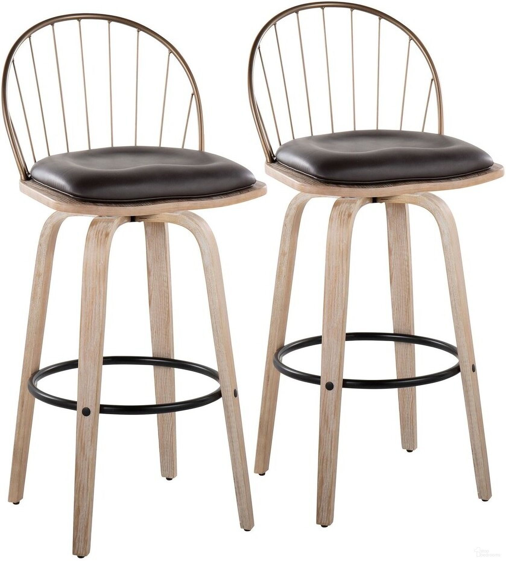 The appearance of Riley 30 Inch Fixed Height Barstool Set of 2 In White designed by Lumisource in the country / farmhouse interior design. This white piece of furniture was selected by 1StopBedrooms from Riley Collection to add a touch of cosiness and style into your home. Sku: B30-RILEYPU-GRTZQ2 WWANCUWW2. Material: Wood.