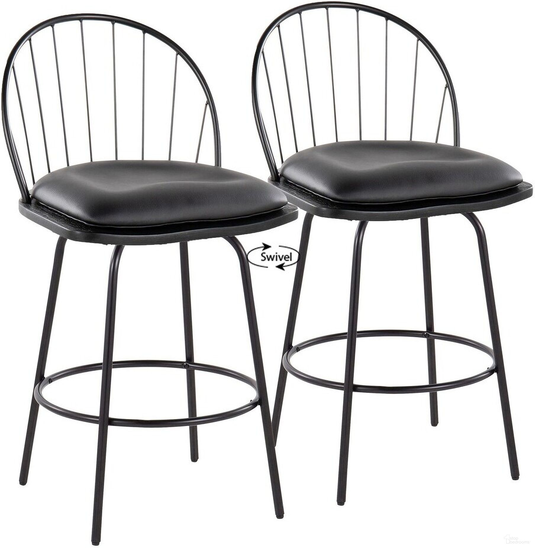 The appearance of Riley Claire 26 Inch Fixed Height Counter Stool Set of 2 In Black designed by Lumisource in the country / farmhouse interior design. This black piece of furniture was selected by 1StopBedrooms from Riley Collection to add a touch of cosiness and style into your home. Sku: B26-RILEYPU-CLARQ2 BKBKBK2. Material: Wood.