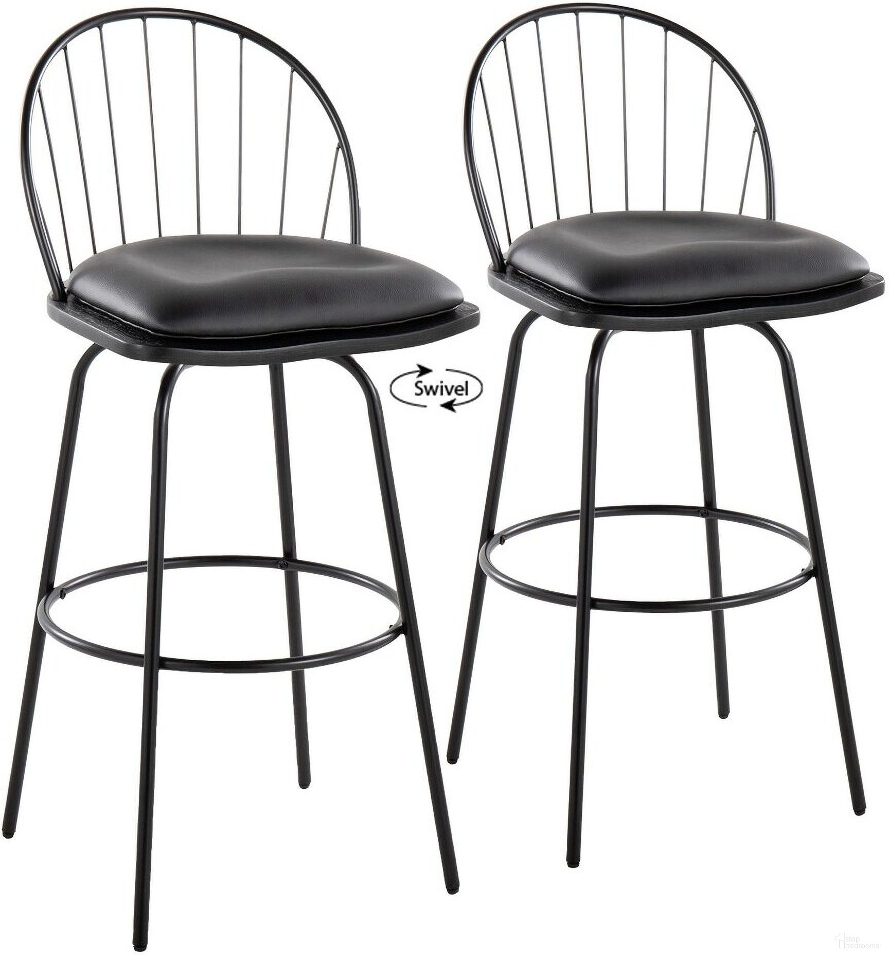 The appearance of Riley Claire 30 Inch Fixed Height Barstool Set of 2 In Black designed by Lumisource in the country / farmhouse interior design. This black piece of furniture was selected by 1StopBedrooms from Riley Collection to add a touch of cosiness and style into your home. Sku: B30-RILEYPU-CLARQ2 BKBKBK2. Material: Wood.