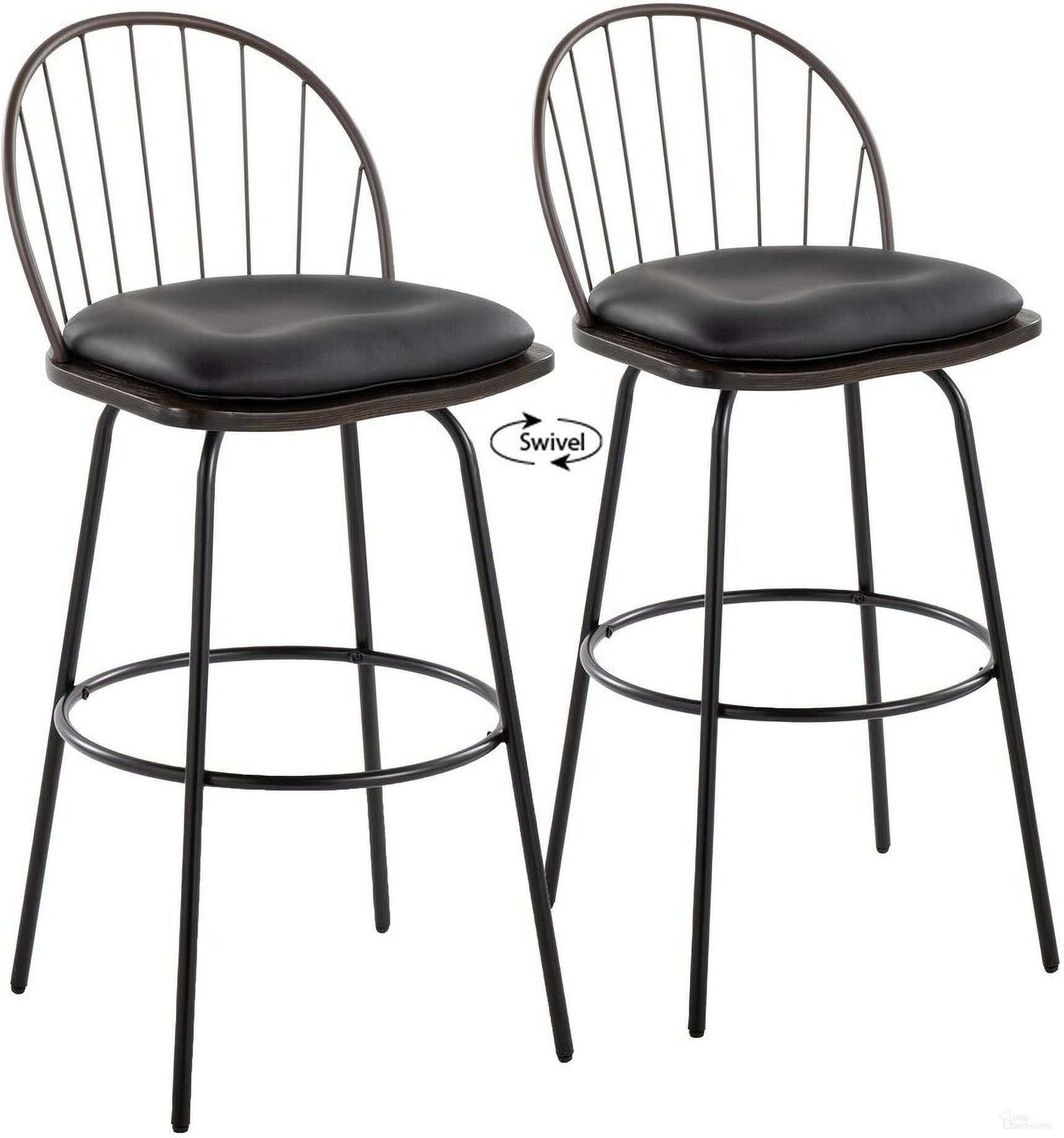 The appearance of Riley Claire 30 Inch Fixed Height Barstool Set of 2 In Brown designed by Lumisource in the country / farmhouse interior design. This brown piece of furniture  was selected by 1StopBedrooms from Riley Collection to add a touch of cosiness and style into your home. Sku: B30-RILEYPU-CLARQ2 BKBZBN2. Material: Wood.
