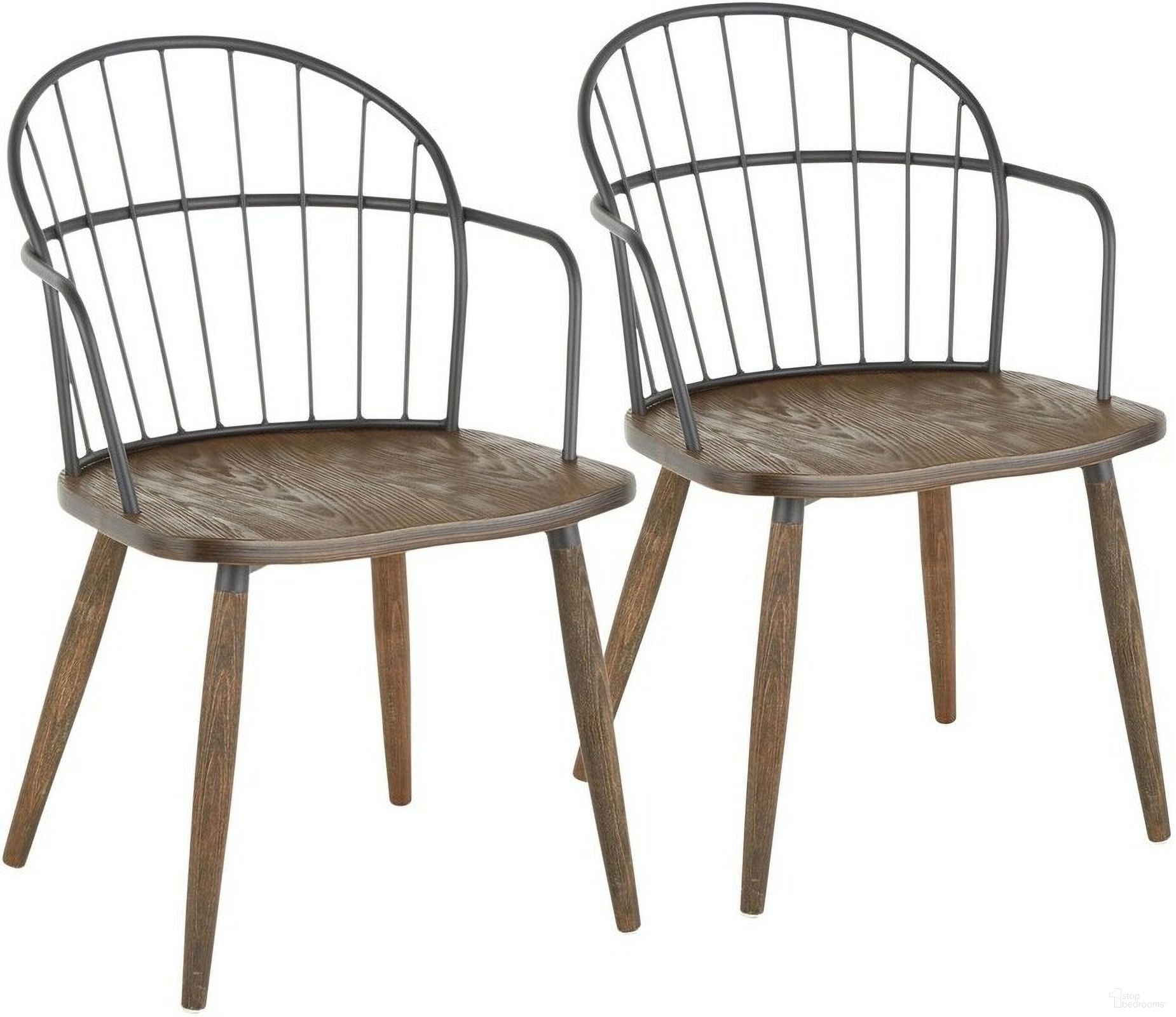 The appearance of Riley Dining Chair with Arms Set of 2 In Brown designed by Lumisource in the country / farmhouse interior design. This brown piece of furniture was selected by 1StopBedrooms from Riley Collection to add a touch of cosiness and style into your home. Sku: CH-RILEYARM-FHC2 BNWL2. Material: Wood. Chair Type: Arm Chair.