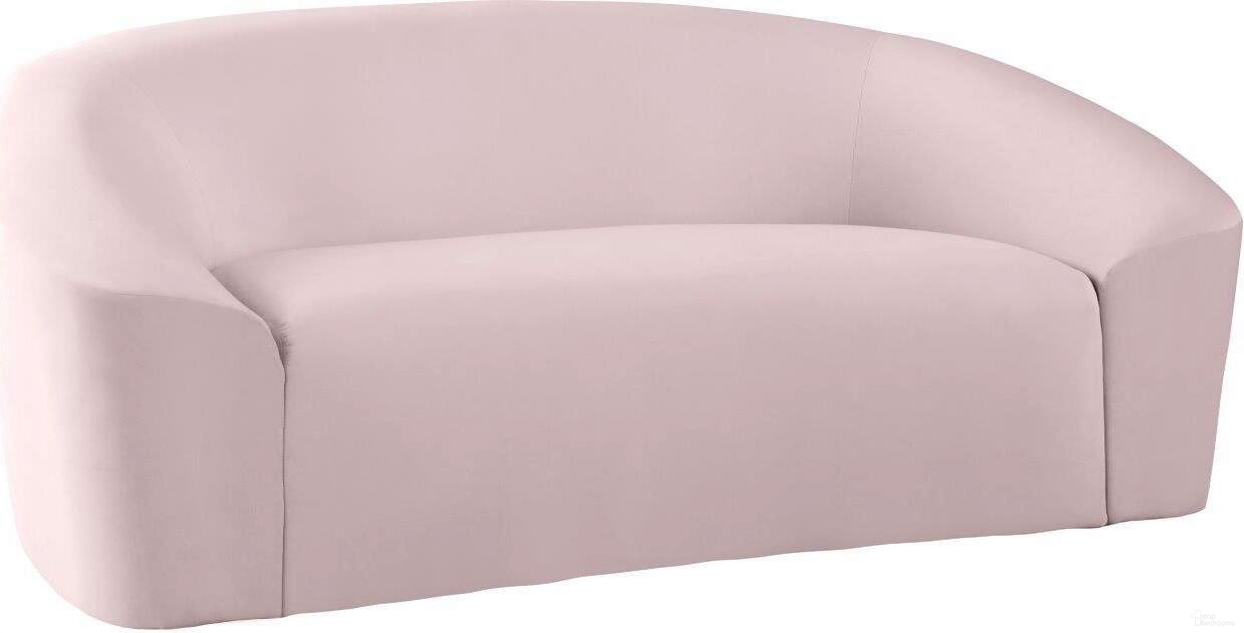 The appearance of Riley Velvet Loveseat In Pink designed by Meridian in the modern / contemporary interior design. This pink piece of furniture  was selected by 1StopBedrooms from Riley Collection to add a touch of cosiness and style into your home. Sku: 610Pink-L. Material: Velvet.