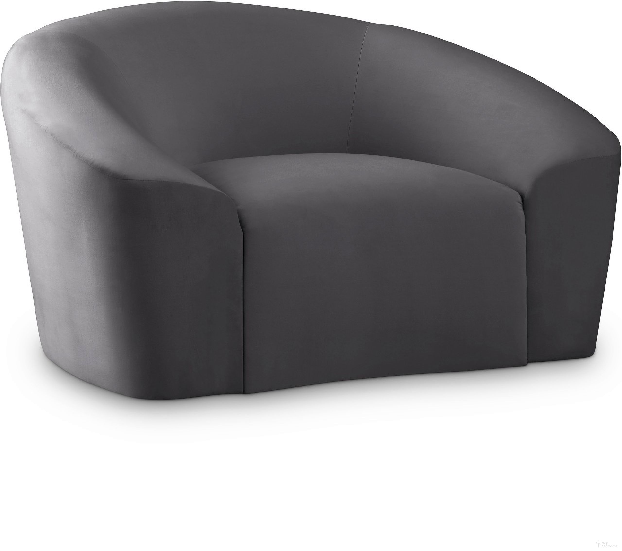The appearance of Riley Velvet Chair In Grey designed by Meridian in the modern / contemporary interior design. This grey piece of furniture was selected by 1StopBedrooms from Riley Collection to add a touch of cosiness and style into your home. Sku: 610Grey-C. Material: Velvet.