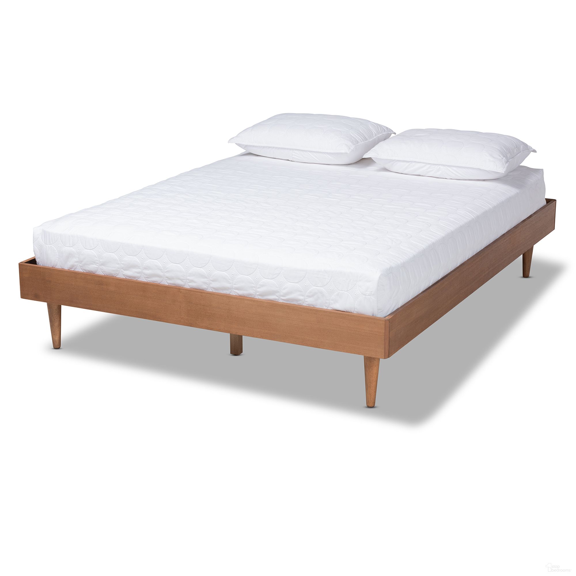 The appearance of Rina King Size Wood Bed Frame In Ash Walnut designed by Baxton Studio in the modern / contemporary interior design. This ash walnut piece of furniture  was selected by 1StopBedrooms from Rina Collection to add a touch of cosiness and style into your home. Sku: MG97151-Ash Walnut-King-Frame. Bed Type: Platform Bed. Bed Size: King. Material: Rubberwood.