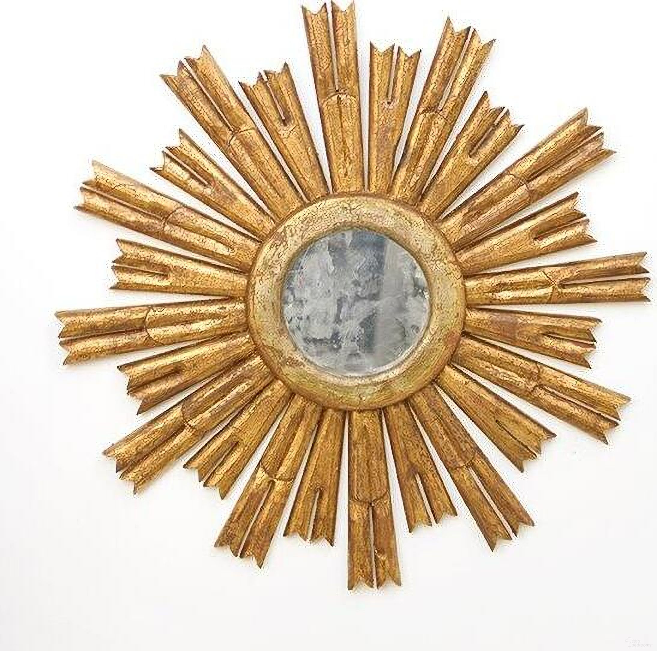 The appearance of Rinaldo Gold Leaf Starburst Antique Mirror designed by Worlds Away in the modern / contemporary interior design. This gold piece of furniture was selected by 1StopBedrooms from Rinaldo Collection to add a touch of cosiness and style into your home. Sku: RINALDO G. Material: Wood.