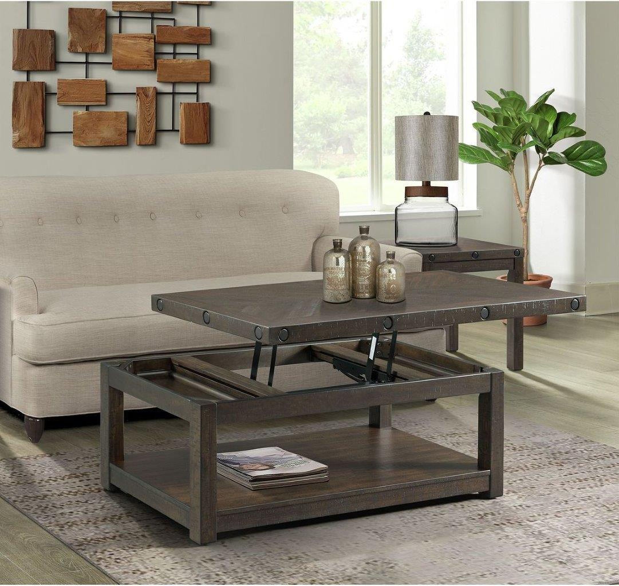 The appearance of Rio Charcoal Lift Top Occasional Table Set designed by Picket House in the transitional interior design. This gray piece of furniture  was selected by 1StopBedrooms from Rio Collection to add a touch of cosiness and style into your home. Sku: TCO100CTLT;TCO100ETP. Material: Wood.