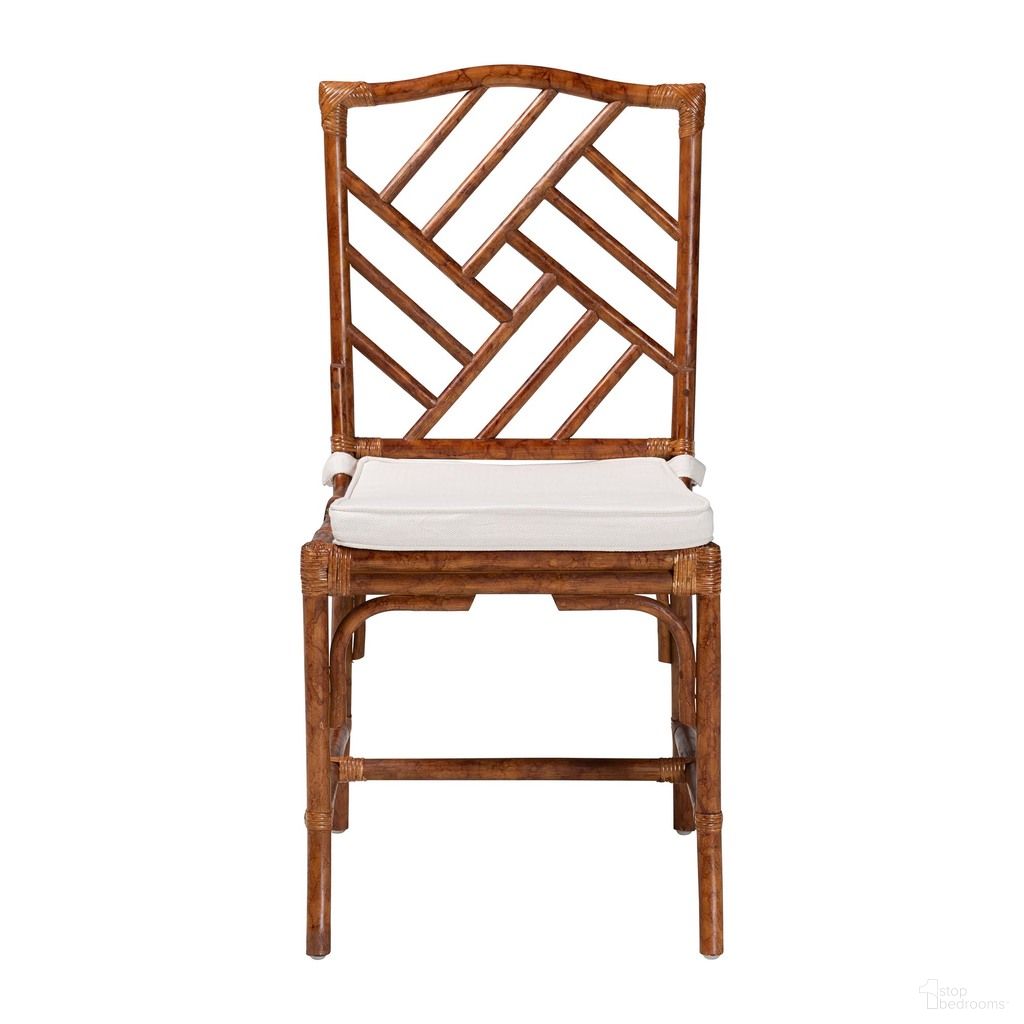 Rio Marbled Tortoise Natural Rattan Dining Chair In Tortoise Brown
