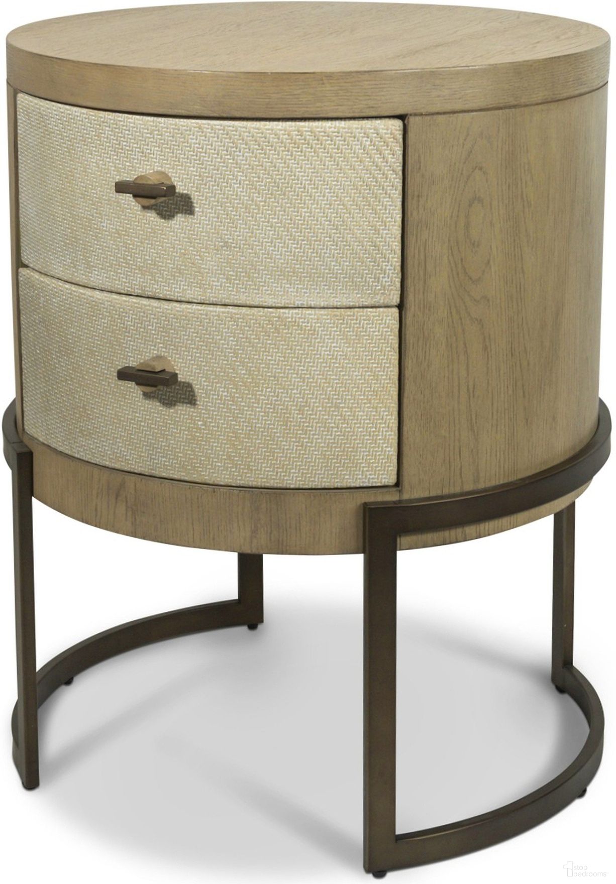 The appearance of Rio Vista Woven 2 Drawer Round Accent Nightstand In Tan designed by Sea Winds Trading in the transitional interior design. This tan piece of furniture was selected by 1StopBedrooms from Rio Vista Collection to add a touch of cosiness and style into your home. Sku: FL-B70031-EARTHCLAY. Material: Wood.