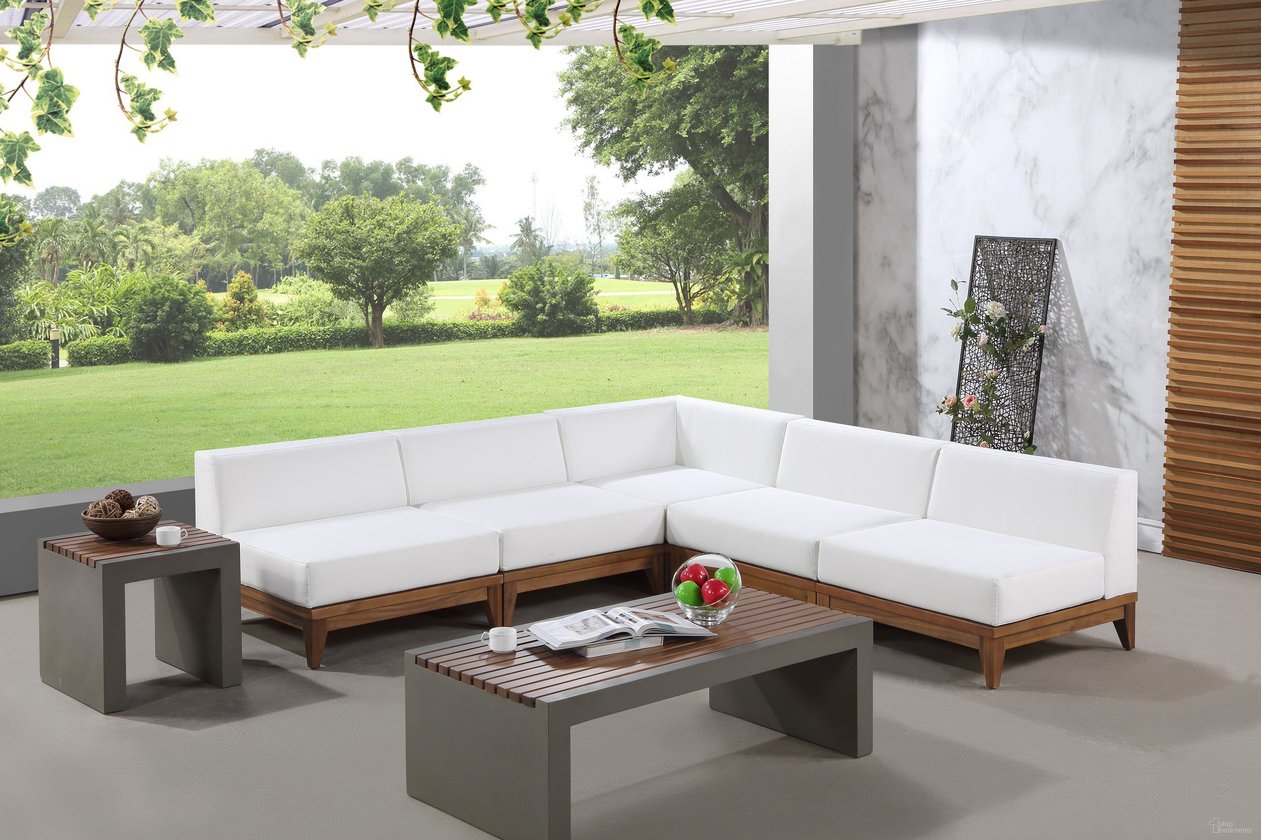 The appearance of Rio Water Resistant Fabric Outdoor Patio 5 Piece Modular Sectional In Off White designed by Meridian in the modern / contemporary interior design. This off white piece of furniture was selected by 1StopBedrooms from Rio Collection to add a touch of cosiness and style into your home. Sku: 389White-Corner;389White-Armless;389White-Armless;389White-Armless;389White-Armless. Material: Wood.
