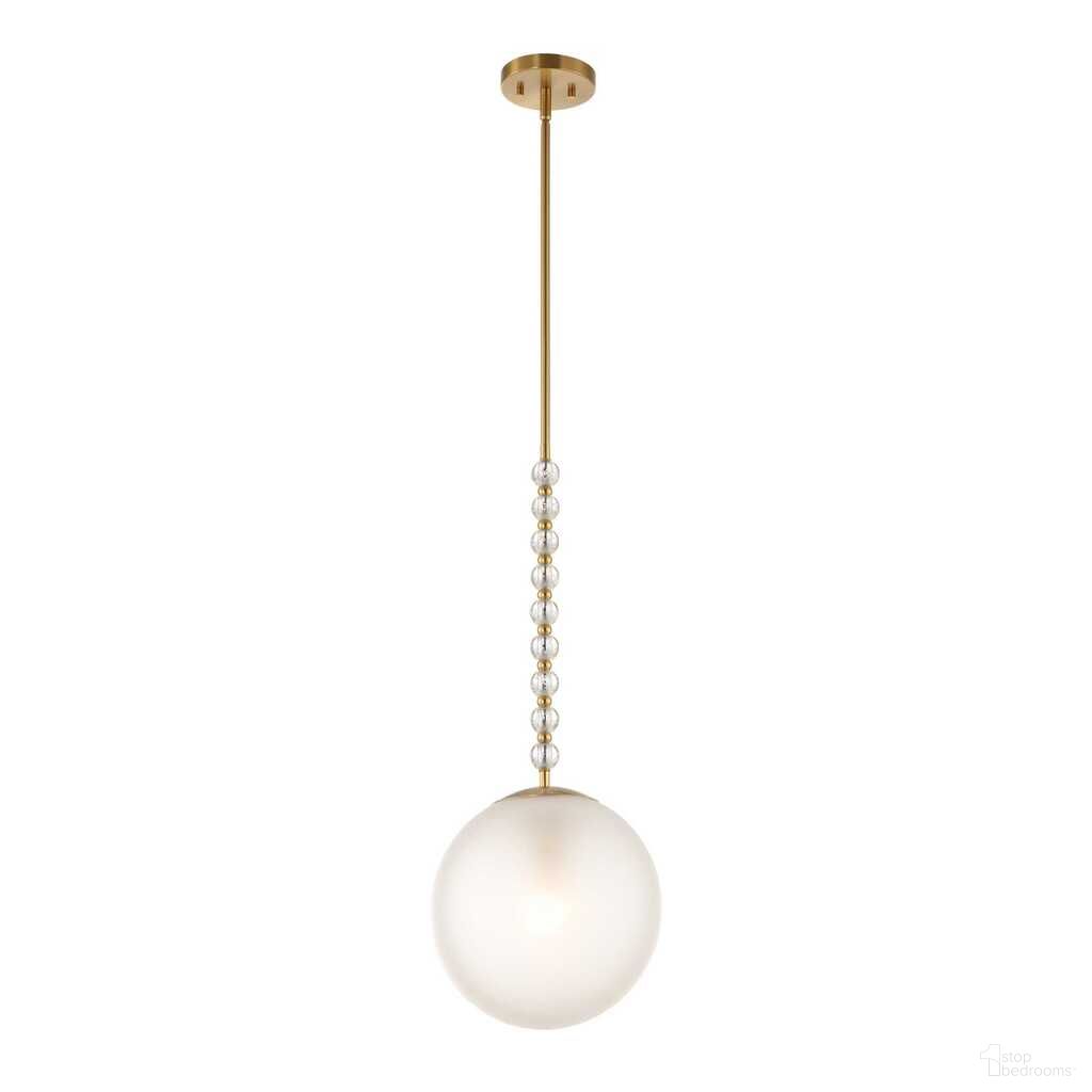 Ripple 1 Light Frost Glass Pendant In Brass