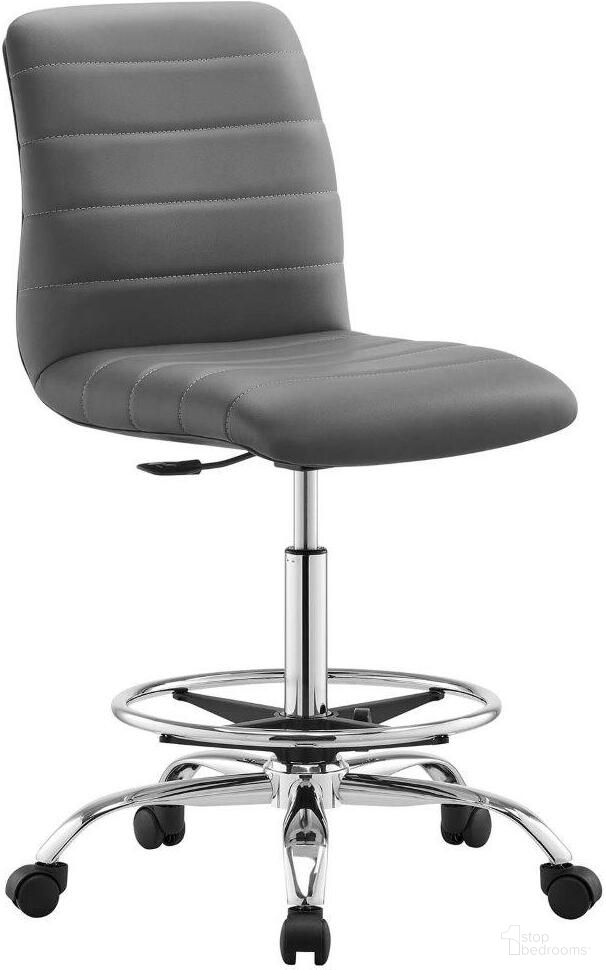The appearance of Ripple Armless Vegan Leather Drafting Chair In Silver Gray designed by Modway in the transitional interior design. This silver gray piece of furniture was selected by 1StopBedrooms from Ripple Collection to add a touch of cosiness and style into your home. Sku: EEI-4980-SLV-GRY. Material: Wood.