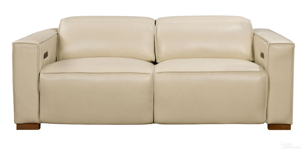 The appearance of Riseholme Full-Leather Reclining Sofa In Beige designed by Moti in the modern / contemporary interior design. This beige piece of furniture  was selected by 1StopBedrooms from Riseholme Collection to add a touch of cosiness and style into your home. Sku: 88023105. Material: Leather.