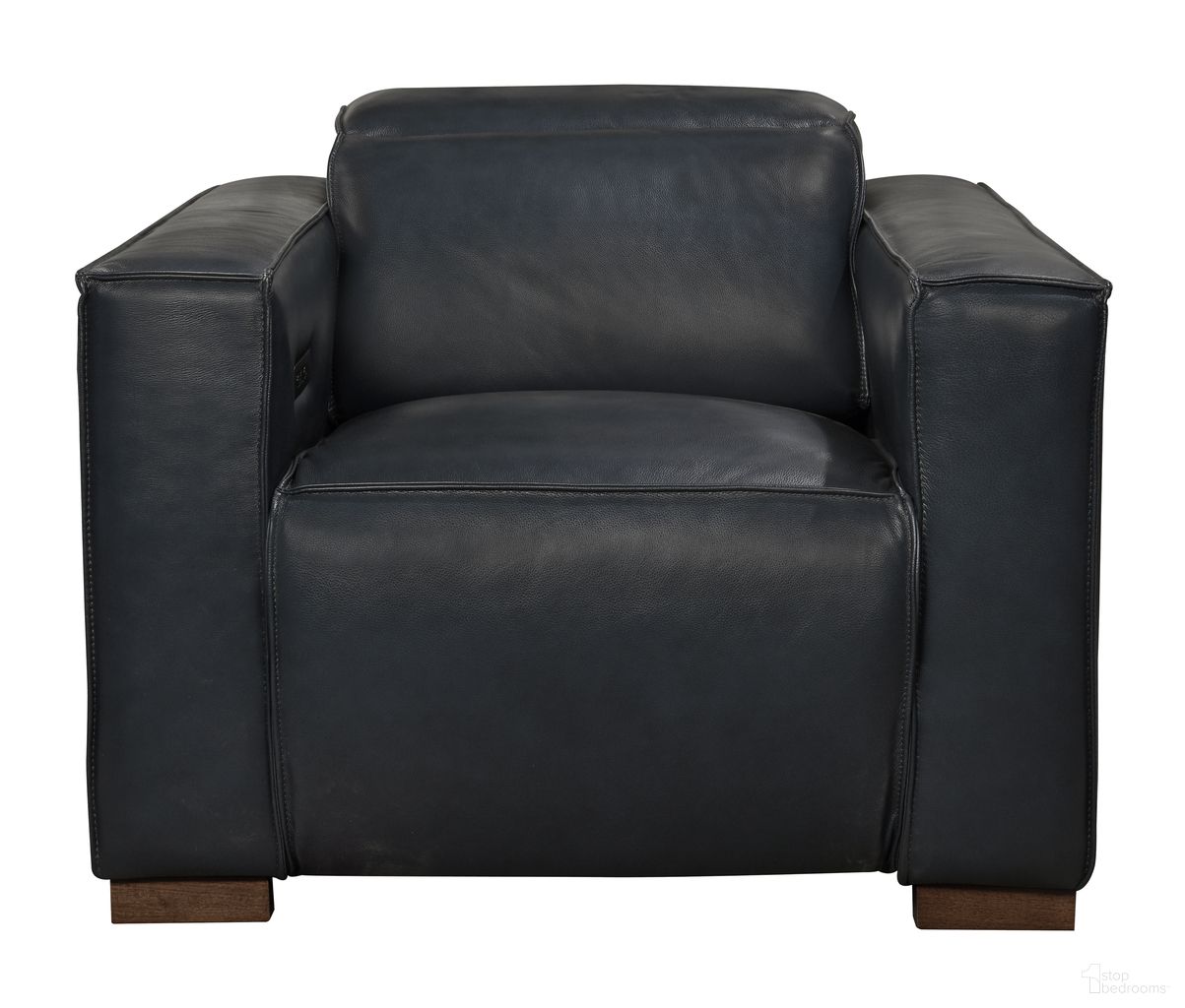 The appearance of Riseholme Reclining Lounge Chair with Barista Brown Legs and Blue Full-Leather designed by Moti in the modern / contemporary interior design. This blue piece of furniture  was selected by 1StopBedrooms from Riseholme Collection to add a touch of cosiness and style into your home. Sku: BRN88023103. Material: Leather.