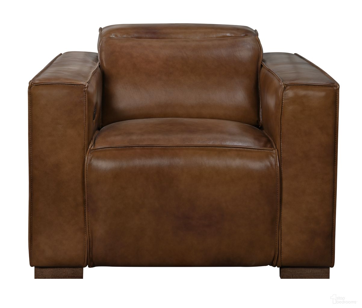 Riseholme Reclining Lounge Chair with Barista Brown Legs and Tan Full-Leather