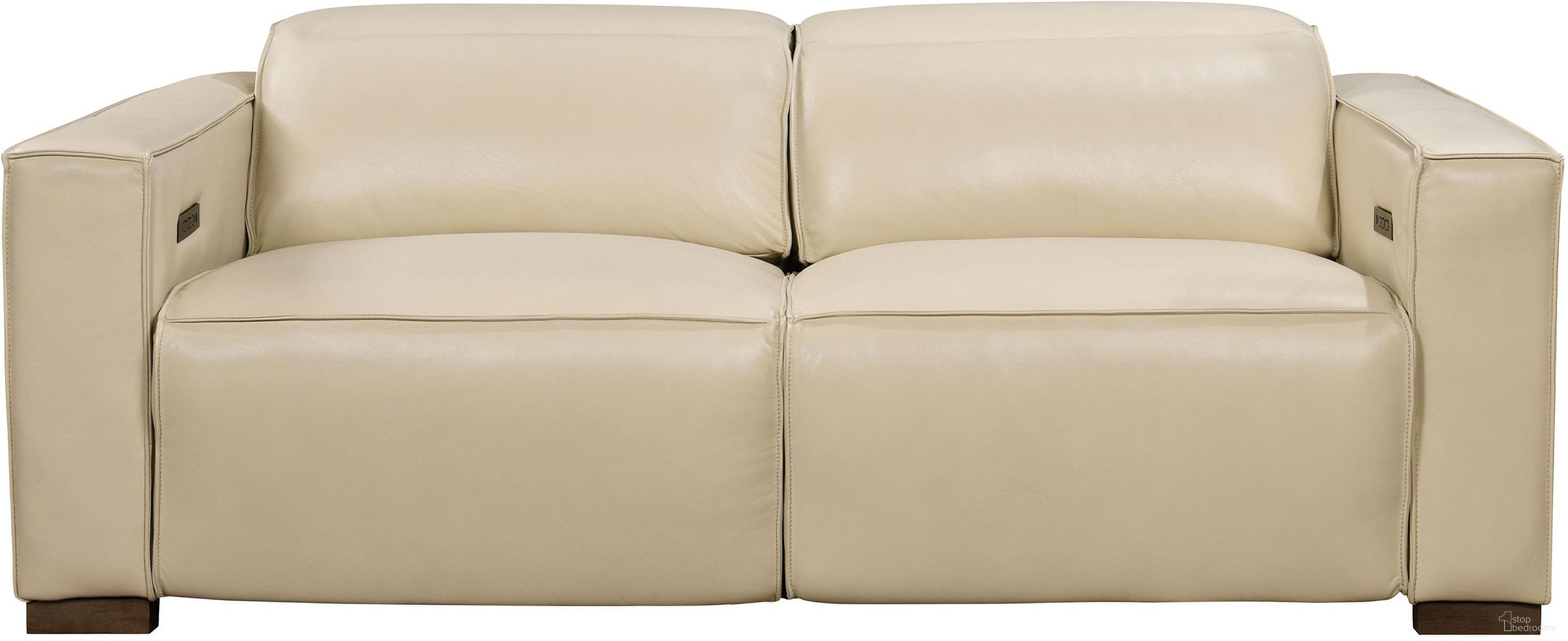 The appearance of Riseholme Reclining Sofa with Barista Brown Legs and Beige Full-Leather designed by Moti in the modern / contemporary interior design. This beige piece of furniture was selected by 1StopBedrooms from Riseholme Collection to add a touch of cosiness and style into your home. Sku: BRN88023105. Material: Leather.