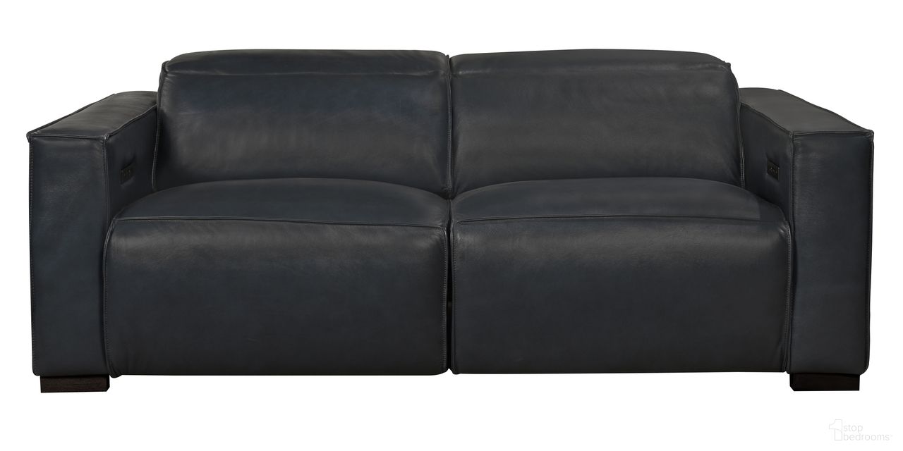 The appearance of Riseholme Reclining Sofa with Black Legs and Blue Full-Leather designed by Moti in the modern / contemporary interior design. This blue piece of furniture was selected by 1StopBedrooms from Riseholme Collection to add a touch of cosiness and style into your home. Sku: BLK88023106. Material: Leather.