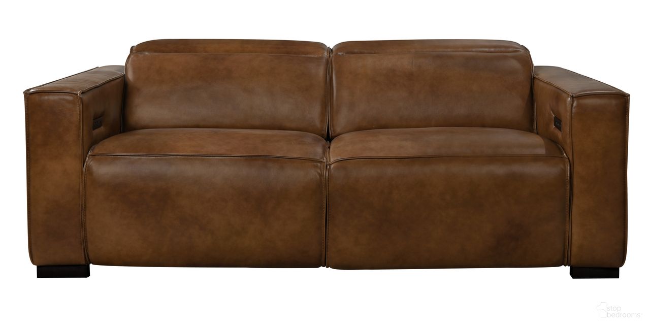 Riseholme Reclining Sofa withBlack Legs and Tan Full-Leather