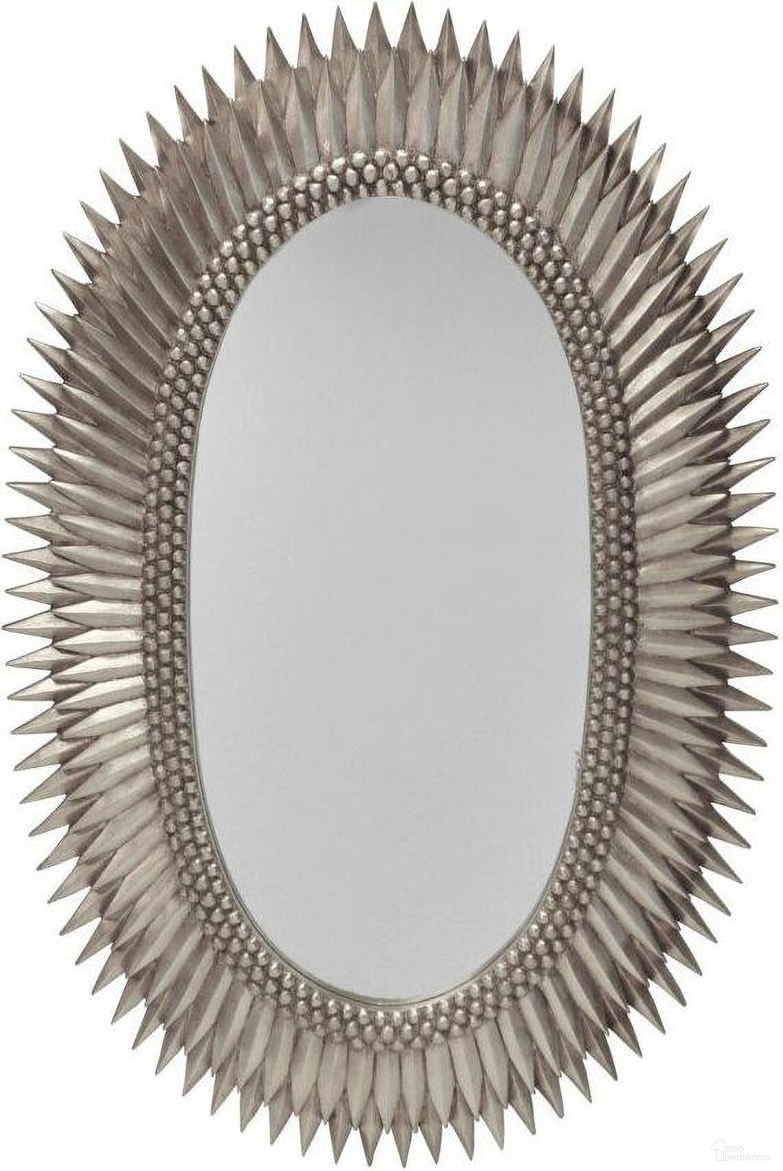 The appearance of Rita Silver Leaf Oval Starburst Mirror designed by Worlds Away in the modern / contemporary interior design. This silver piece of furniture was selected by 1StopBedrooms from Rita Collection to add a touch of cosiness and style into your home. Sku: RITA S. Material: Metal.
