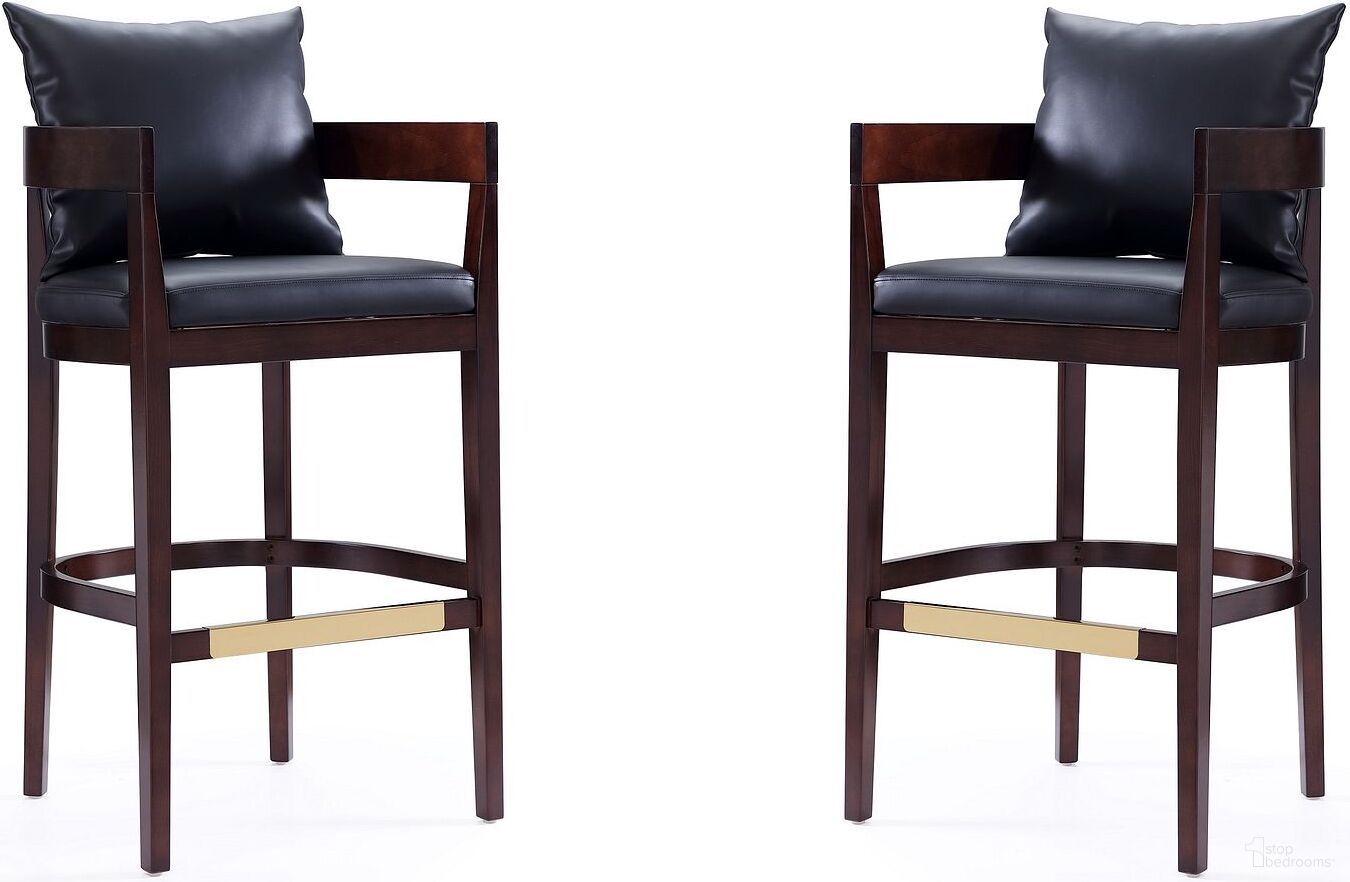 The appearance of Ritz Barstool in Black and Dark Walnut (Set of 2) designed by Manhattan Comfort in the transitional interior design. This black piece of furniture was selected by 1StopBedrooms from Ritz Collection to add a touch of cosiness and style into your home. Sku: BS013-BK;BS013-BK. Material: Wood.