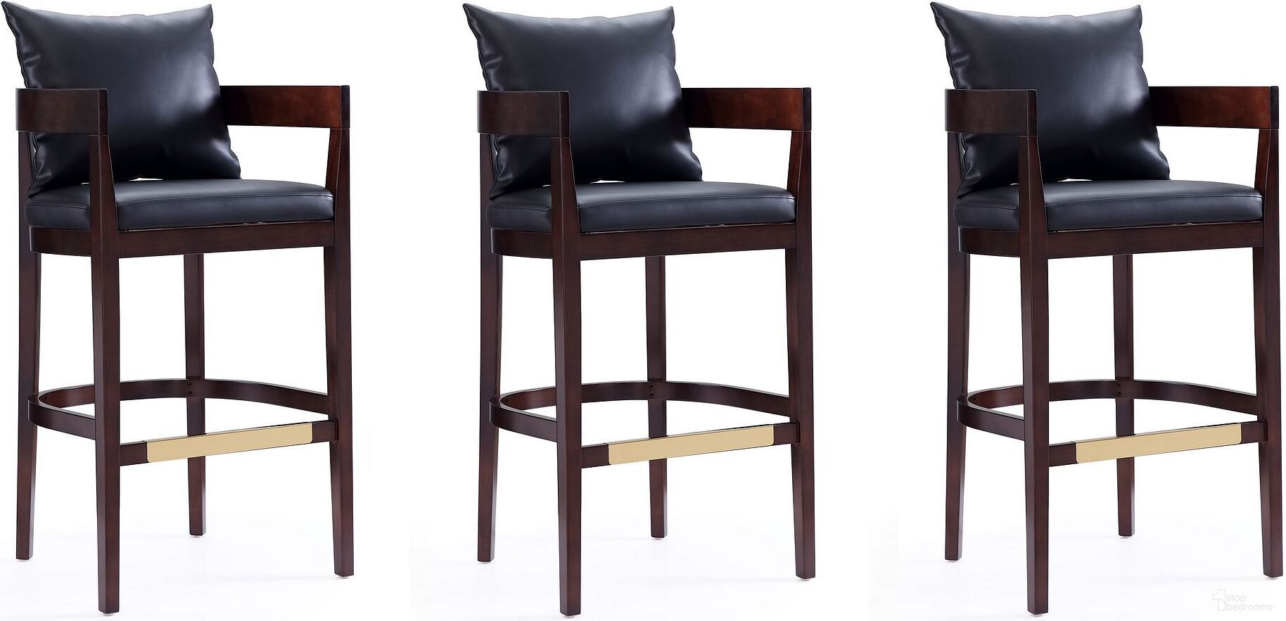 The appearance of Ritz Barstool in Black and Dark Walnut (Set of 3) designed by Manhattan Comfort in the transitional interior design. This black piece of furniture was selected by 1StopBedrooms from Ritz Collection to add a touch of cosiness and style into your home. Sku: BS013-BK;BS013-BK;BS013-BK. Material: Wood.