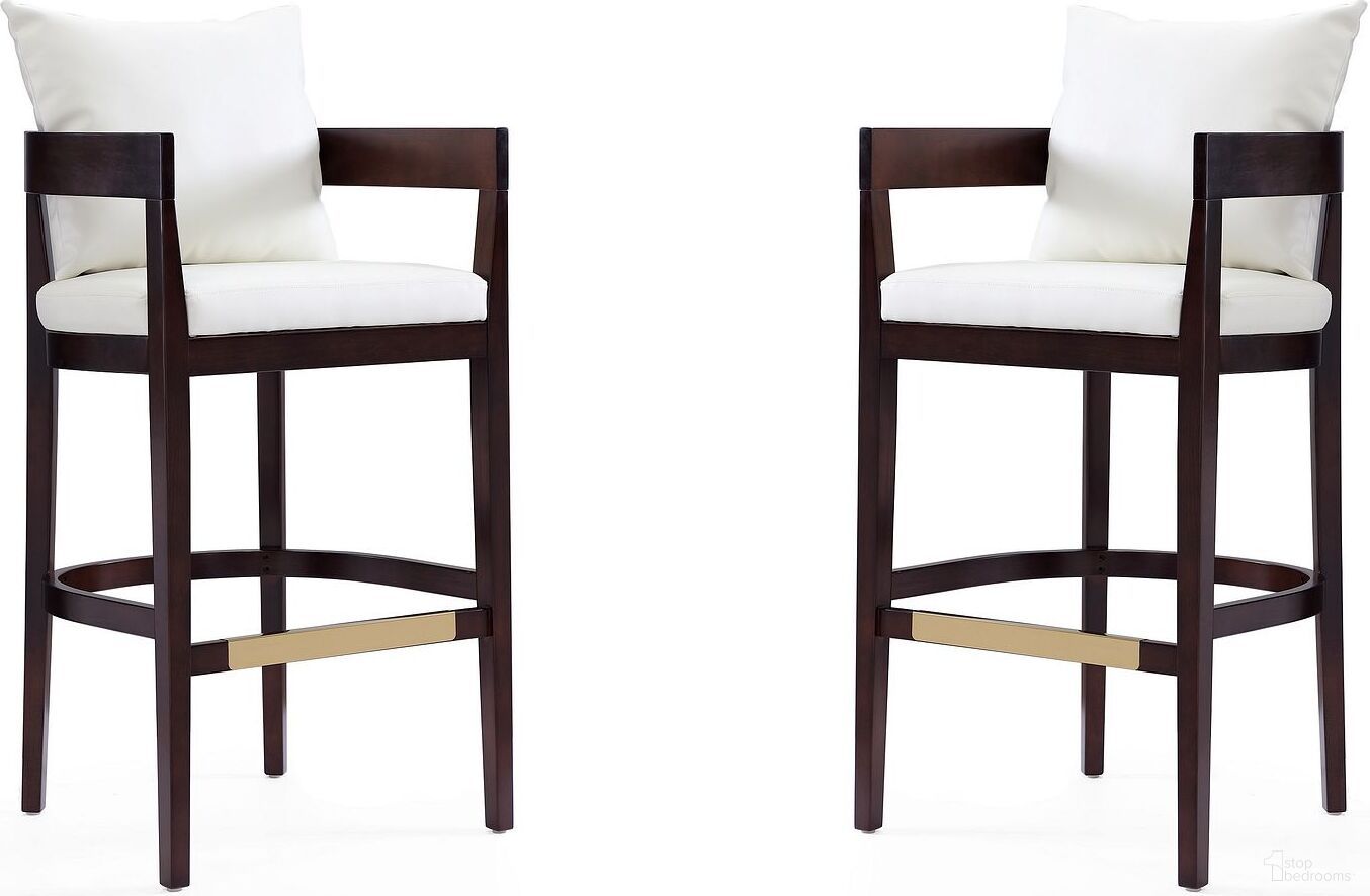 The appearance of Ritz Barstool in Ivory and Dark Walnut (Set of 2) designed by Manhattan Comfort in the transitional interior design. This ivory piece of furniture was selected by 1StopBedrooms from Ritz Collection to add a touch of cosiness and style into your home. Sku: BS013-IV;BS013-IV. Material: Wood.